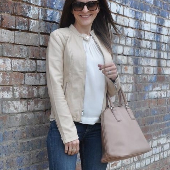 NWOT cream leather jacket // size XS - Picture 5 of 5